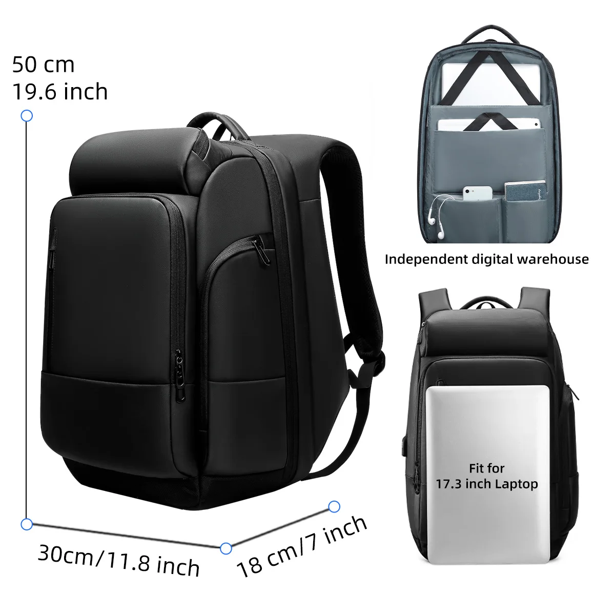 Upgrade Travel Backpack Men Waterproof Functional with USB Charging 17Inch Laptop Backpacks Male Business Bag School Backpack