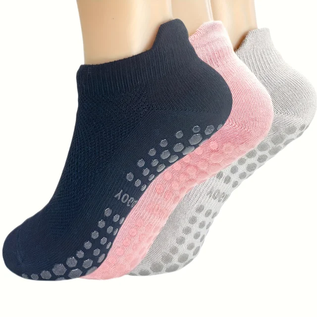 3 pairs Grip Pilates Socks for Women Yoga Athletic Socks for Barre Ballet Barefoot Workout 1