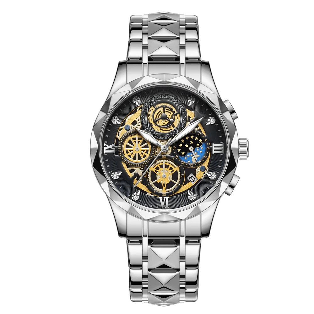 رجل الموضة ساعة اليد مقاوم للماء مضيئة ساعة كرونوغ...