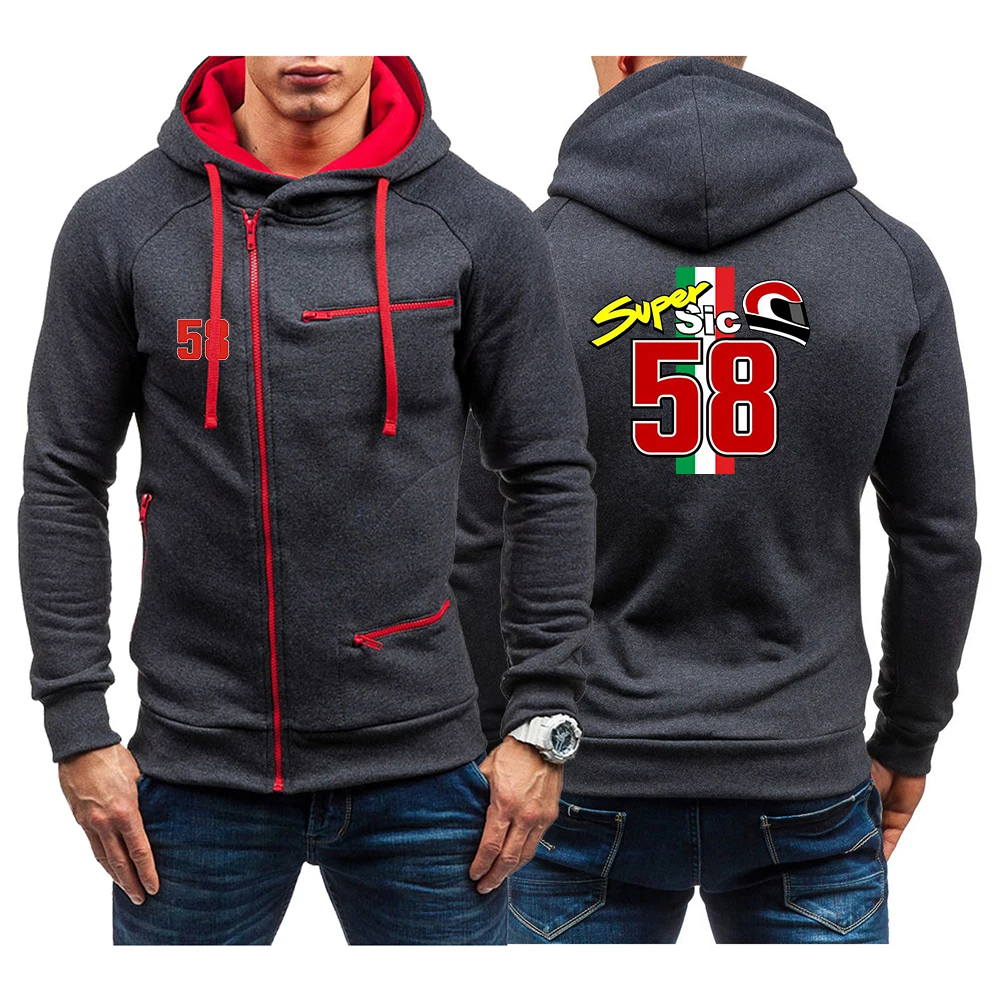 2023 58 Super Sic Marco Simoncel New Men's Four-color Zipper Sweater Jacket in Autumn and Winter Hooded Zipper Pullover Jacket J