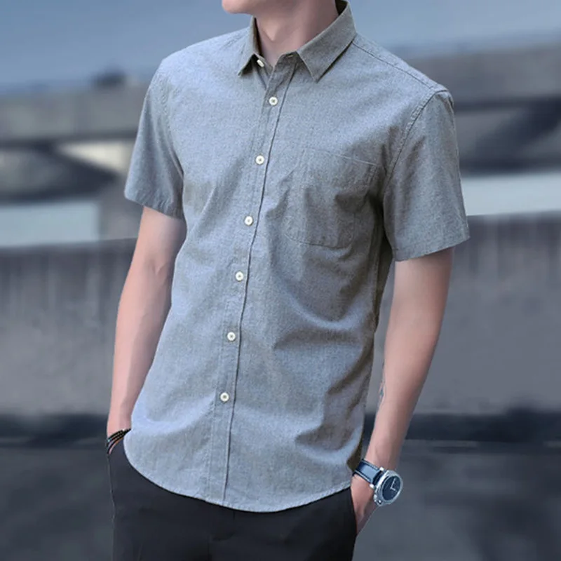 

Summer Casual Shirt Men Good Quality Mens Dress Shirts Solid Slim Short Sleeve Men's Clothing Korean Style Fashion Tops Men