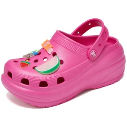 8CM Increased Designer Thick Women Girls Summer Beach Sandals Slippers High Heels Casual Platform Clogs Flip Flops Slides Shoes