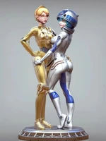 1/24 Scale 90mm Full Height Resin  GK Model Kit Sexy Beauty Movie Character C3PO and R2D2 Niang Version Unassembled Uncolored 1