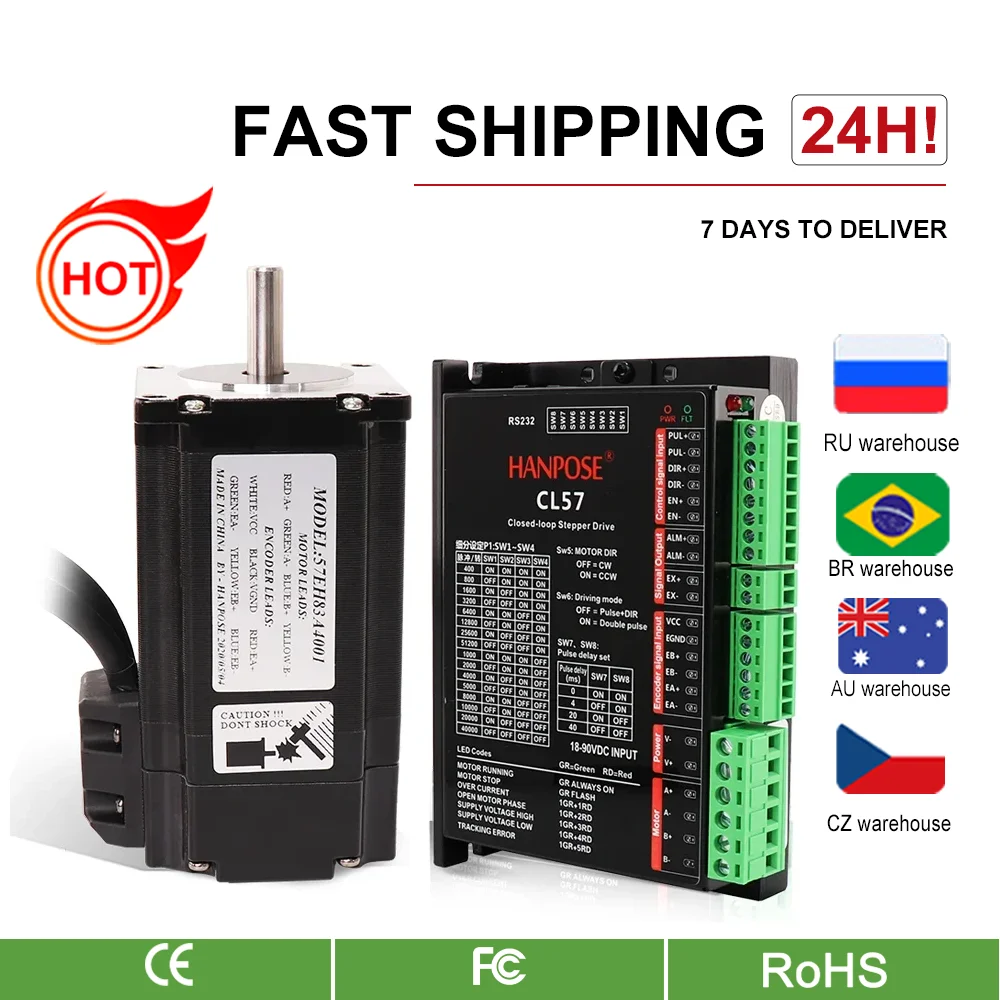 NEMA23 Stepper Motor 57x83mm 2.6N.m 57EH83A4001 +CL57 Closed Loop Servo Driver 57CME26 CNC Controller Kit for 3D printer