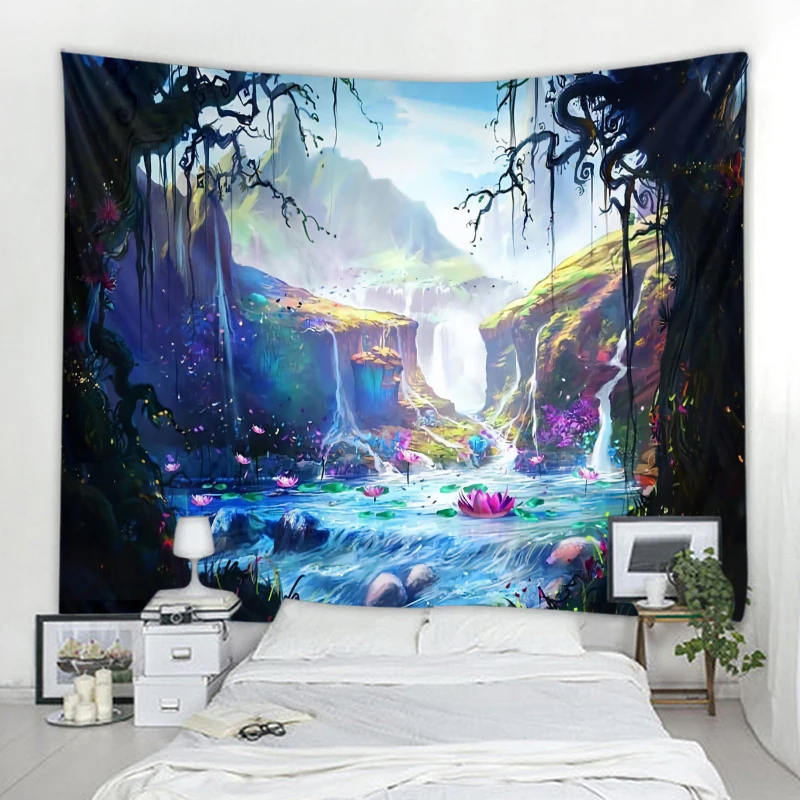 Tapestry Decor Forest life tree tapestry landscape wall hanging tapestry living room decoration lantern tree magic home decoration tap