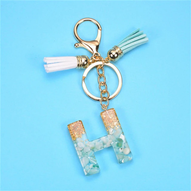 Teal & Foil Initial Keychain