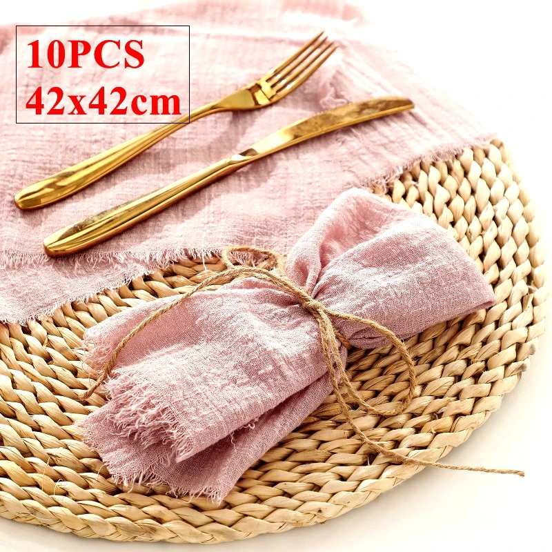 

42x42cm Rustic Gauze Table Napkin Reusable Cotton Napkins For Wedding Event Party Decoration