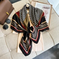 110*110 Abstract Twill Square Silk Scarf for Women Design Stoles Hijab Print Wraps Lady Headband Shawl Bandana 2024 New Foulard 4