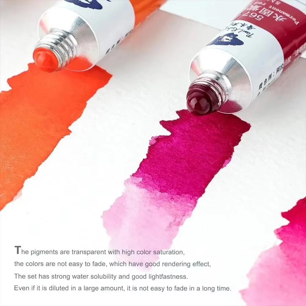 Paul Rubens Professional Tubular Watercolor Paint 24/36 Vibrant Colors Rich Pigments 5ml for Painters Artists Students
