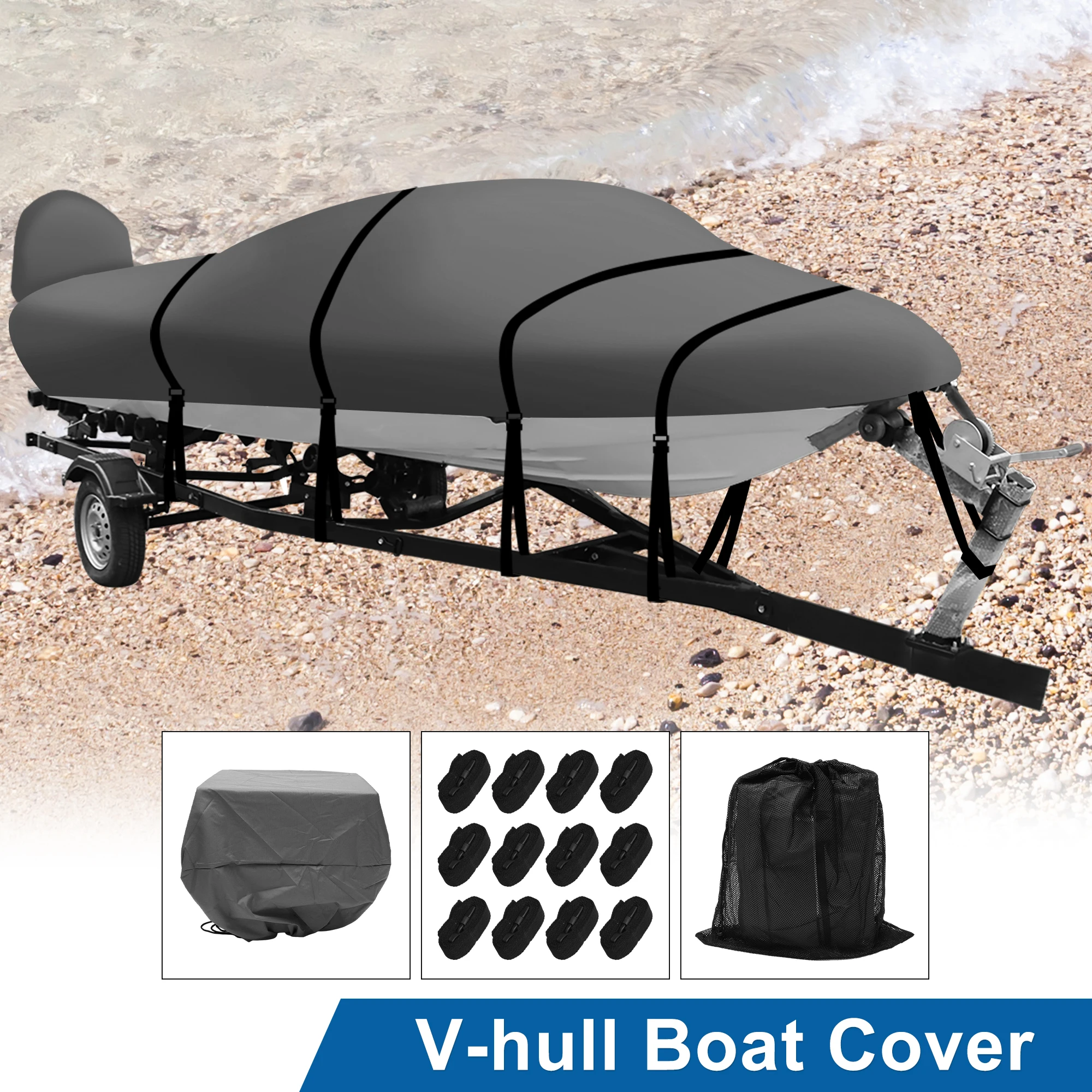 Trailerable Boat Cover 600D Marine Grade For Bayliner Tri-Hull Fishing Runabout Beam Up to 102" X Autohaux