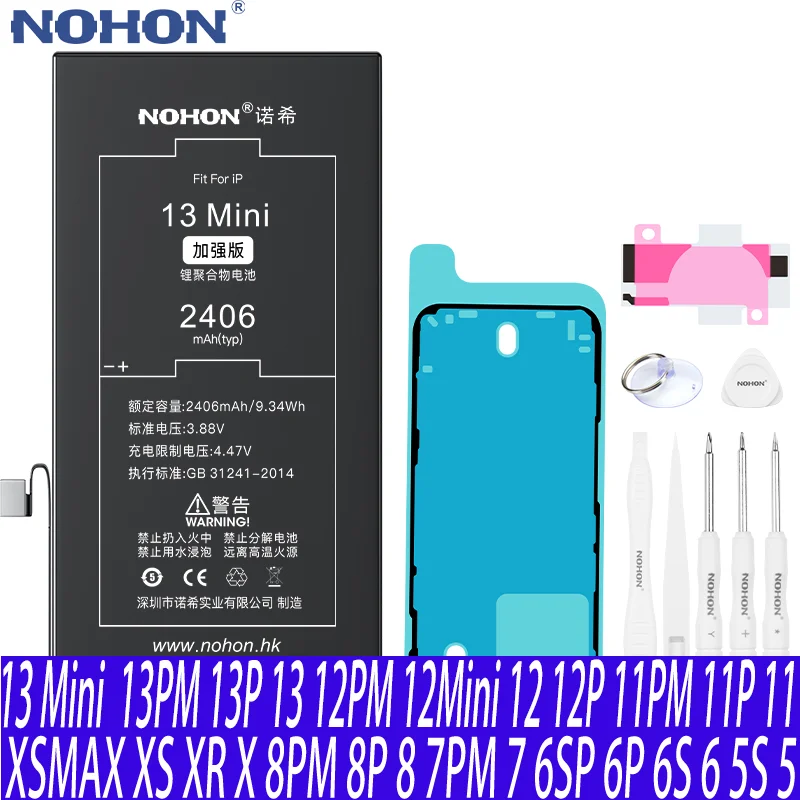 Batteria Nohon Per Iphone 13 Mini 12 7 6S 6 8 Plus 11 12 Pro X Xs Max Xr Bateria Di Ricambio Per Batteria Apple Iphone Se Se2 5S 5