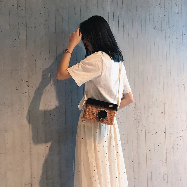 Summer Crossbody Bags for Women 2022 New Funny Camera Woven Female Bag Fashionable Unusual Party Small Square Shoulder Bag Woman 4