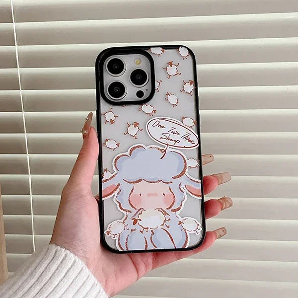 

2.0 Acrylic Lovely Sheep Phone Case Cover for IPhone 11 12 13 14 15 Pro Max Case for IPhone 14 Pro Max
