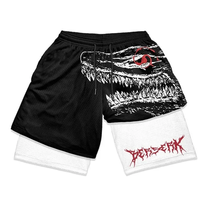 Y2K Summer Men Streetwear Anime Berserk Oversize Active Athletic Gym Short Pants Training Fitness Workout Track Shorts Clothes 6