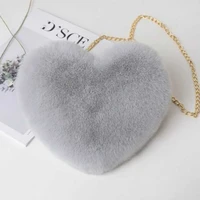 Love Bag New Valentine's Day Chain Plush Heart shaped Bag Female Diagonal Cross Bag Peach Heart shaped Love Small Bag Female - Image 2