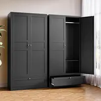 Metal Armoire Wardrobe Closet with 2 Doors 72''Wardrobe Cabinet with Drawers & Hanging Rail Metal Closet with Adjustable Shelves 1