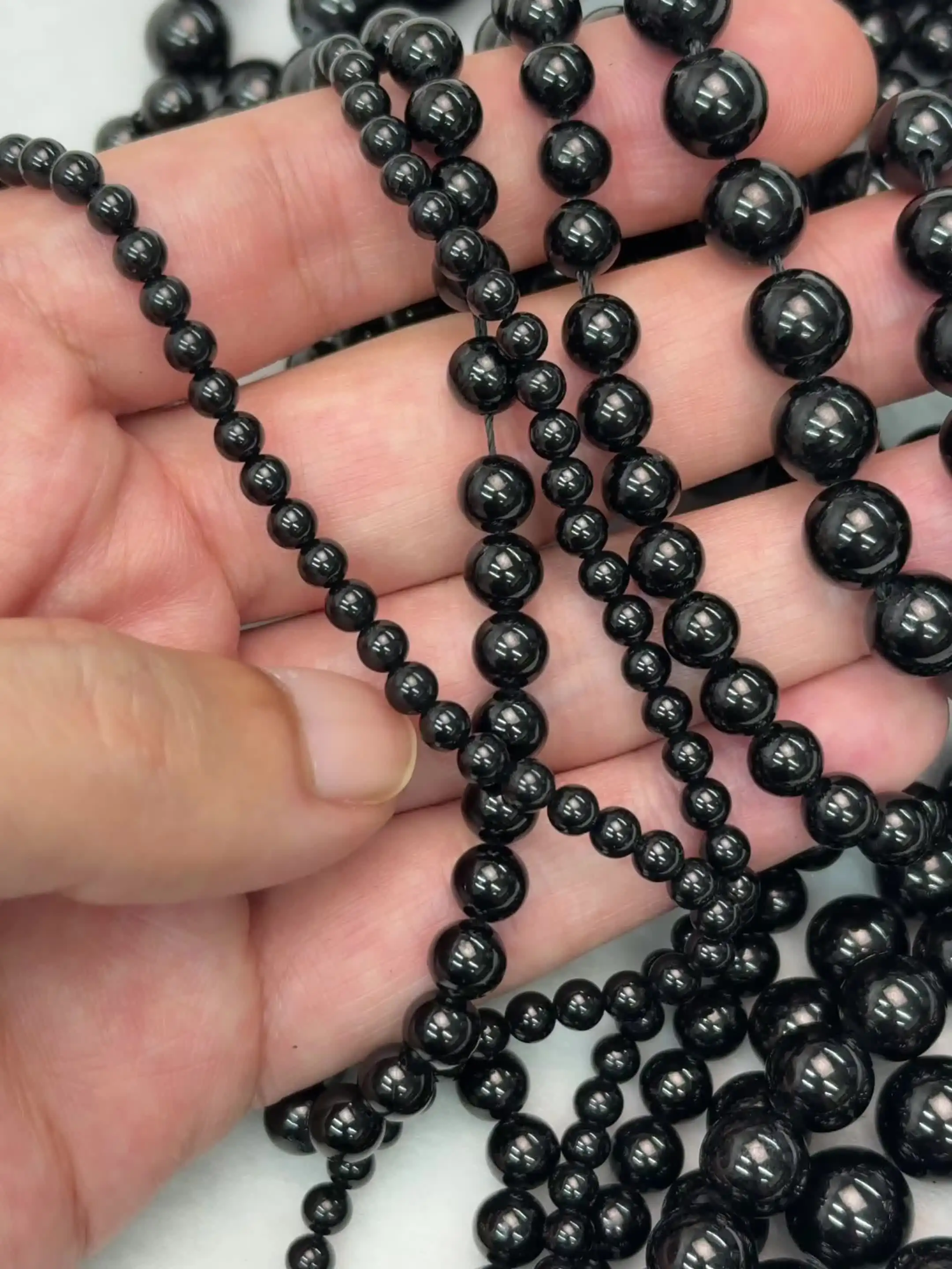 Tormalina nera naturale 4mm 6mm 8mm 10mm Perline sparse di pietra rotonda liscia per la creazione di gioielli Braccialetti fai da te Collana filo  36