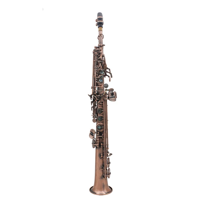 Slade-ソプラノサックスbb,レトロレッド銅sax,手袋付きの木楽器 