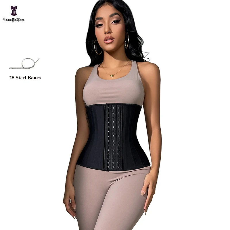 

Belly Flat Tummy Control Belt Slimming Sheath Hole Girdle 25 Steel Bone Waist Trainer Perforated Latex Corset For Weight Loss