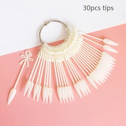 Nail Art Display & Practice Set - Clear False Nail Tips and Swatch Sticks (30 natural bowknot)