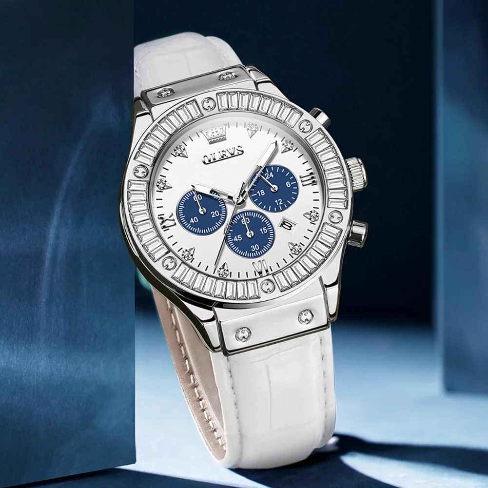 OLEVS Top Brand Watch for Women Luxury Jewelry Design Rose Ceramics Quartz Wristwatches Waterproof Fashion Ladies Watches