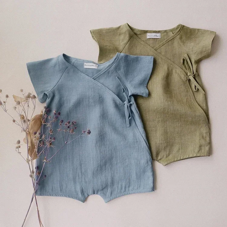 

1 pc Baby Breathable Cotton Linen Romper Simple Design One Piece Bodysuit Infant Rompers Kid Girls Jumpsuits Children Clothes 2T