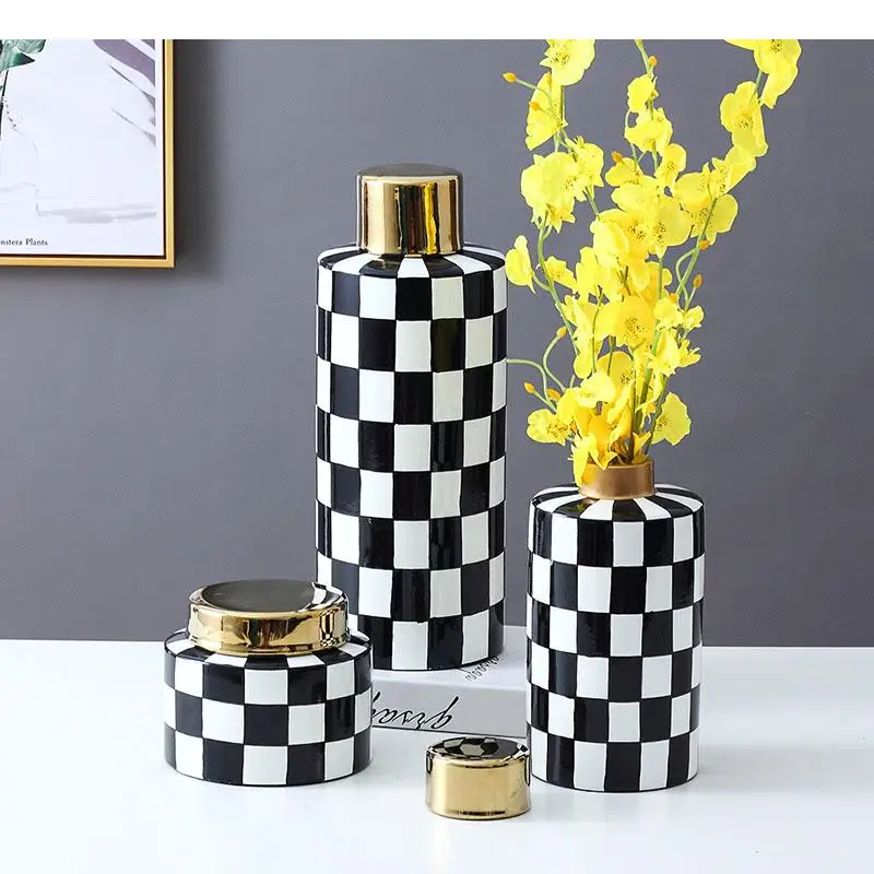 

European Gilded Storage Jar Ceramic Vase Candy Jars with Lid Multiple Styles Storage Tank Cosmetic Containers Vintage Home Decor