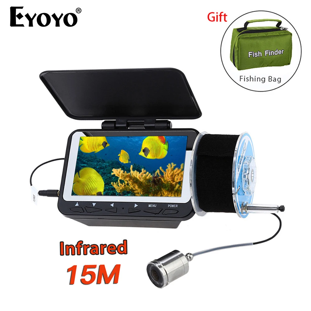 

Eyoyo HD 1000TVL 15m Underwater Fish Finder Video Camera for Fishing 4.3" Monitor 8 Infrared IR LED Fishfinder