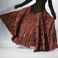 Bonne qualité femmes printemps jupes longues ourlet large plissé conception taille haute a-ligne danse Maxi jupes Faldas Femme Streetwear 4