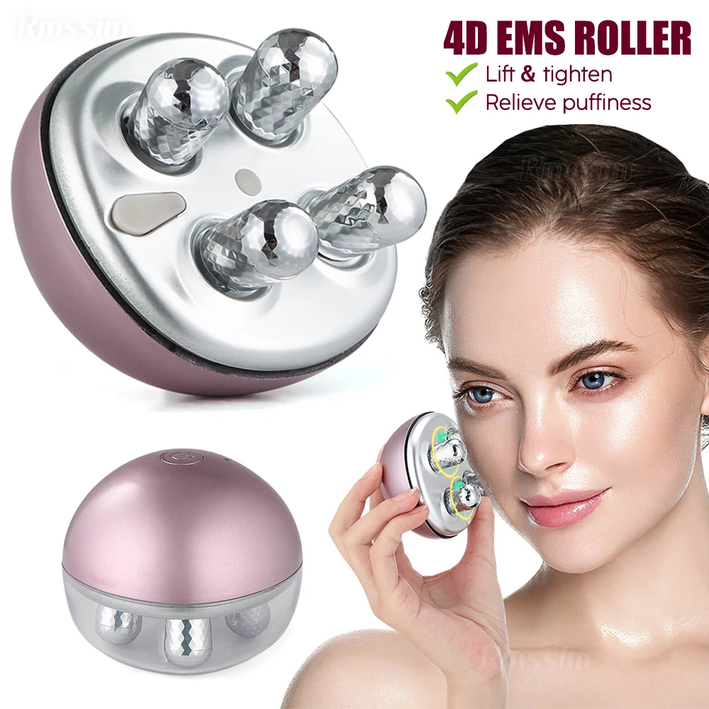 

EMS Face Slimming Micro-Current Facial Massager 4D Roller Skin Lifting Tighten Wrinkle Removal Beauty Devices Body Massager Tool