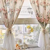 French Romantic Flowers Curtains Cloth For Living Room Lace Warp Ruffled Rose Tulle Curtains for Kitchen #A542 2