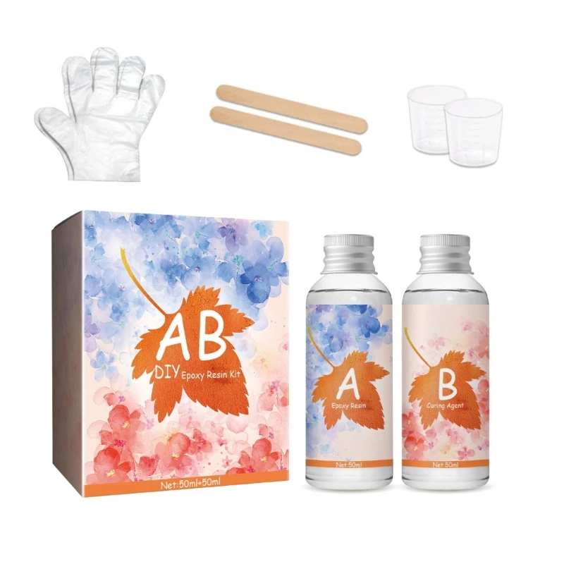 

50ml Epoxy Resin 50ml Hardener Kits Including Measuring Cups Gloves