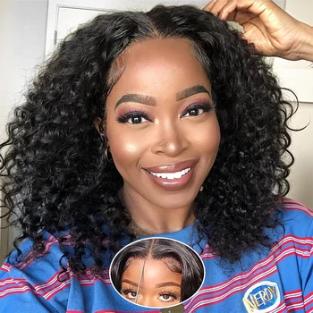 Wear And Go Glueless Parrucca per capelli umani HD Lace Kinky Curly Short Bob 13x4 Frontale in pizzo Parrucche umane pre pizzicate Onda profonda Pronto per andare