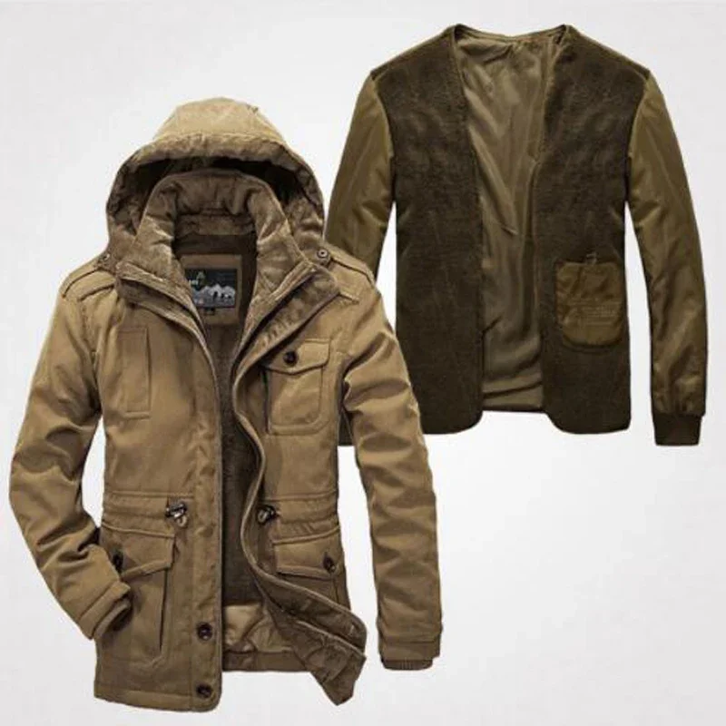 2023 Winter Jacket Men Thicken Warm -40 Degrees Cotton-Padded Jackets Men's 2 in 1 Hooded Windbreaker Parkas Winter Coats Men