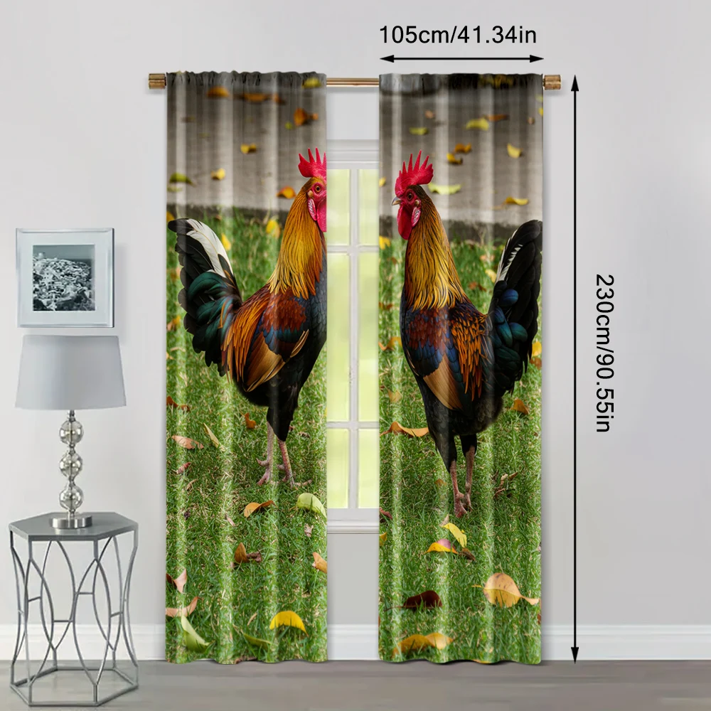 2pcs, Party Curtain Rooster Garden Blackout Polyester Birthday Party Suitable for Holiday Decorations bedroom decor 4