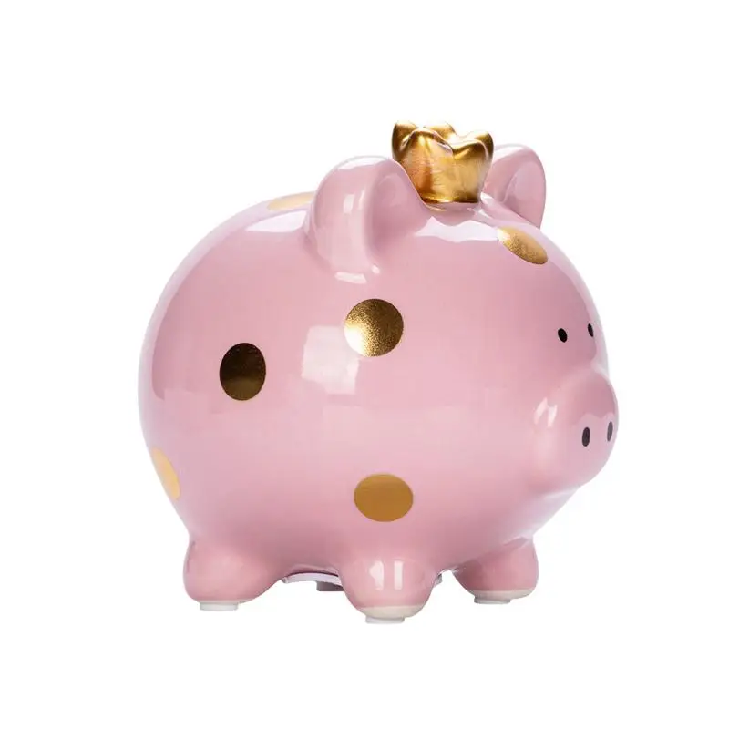 

Pig Bank Cash Coin Atm Ceramic Crown Pig Bank For Boys Girls Safe Coin Banks Money Saving Box Cute Kids Room Deck Decor For