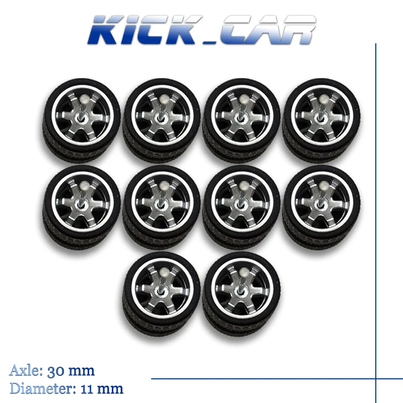 KicarMod 1/64 Wheels with Tires from TE37 Toy Wheels for Hobby Diecast Model Cars Hot Wheels Modified Parts 5 set/pack 4