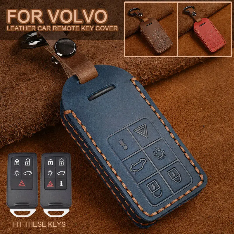 

Leather Car Remote Key Shell Case Cover for Volvo XC60 V60 S60 XC70 V40 Auto Accessories Key Holder with Keychain