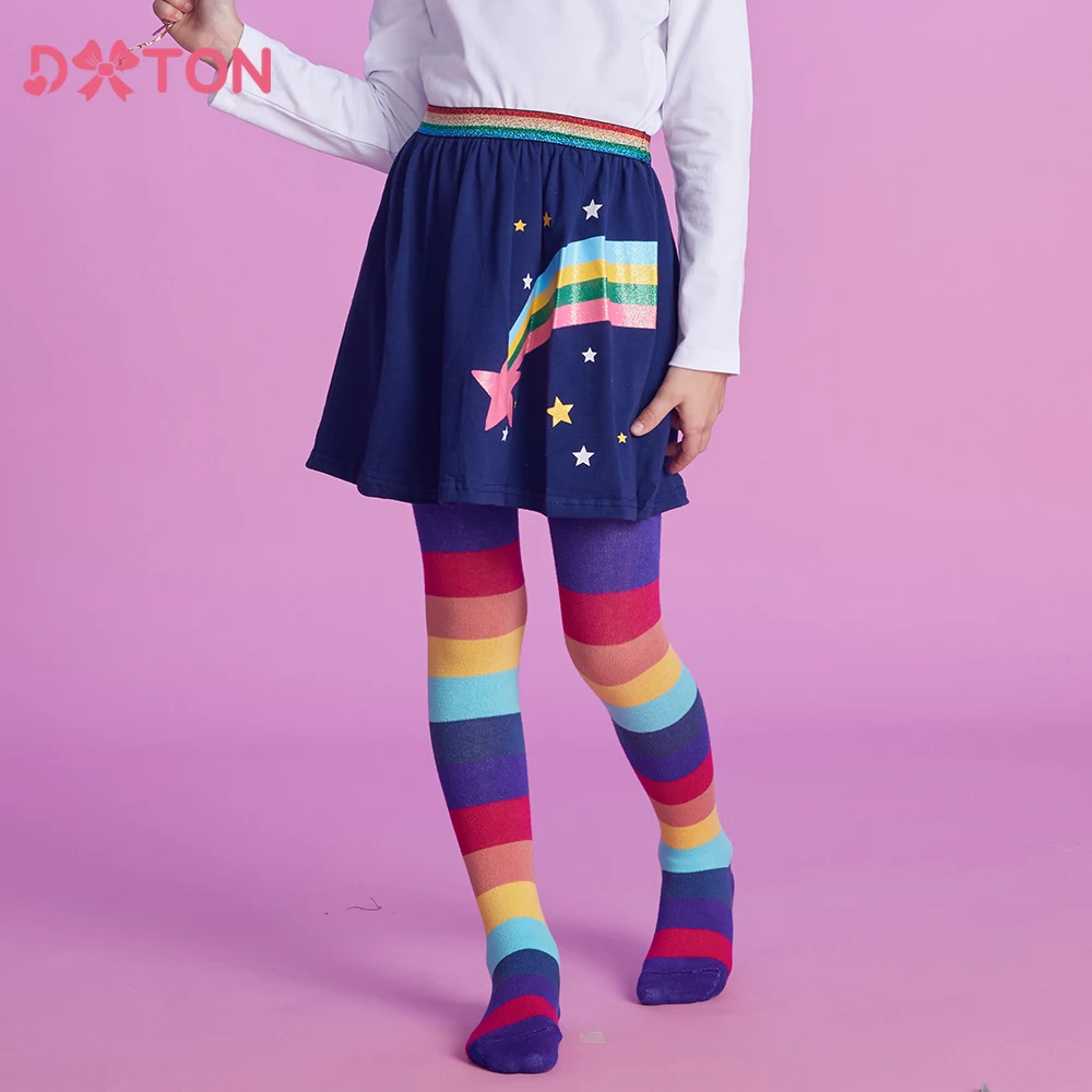 

DXTON Kids Girls Cotton Casual Skirts Children Rainbow Star Print Cartoon Mini Skirt Children Clothes for Girls 3-8 Years Old