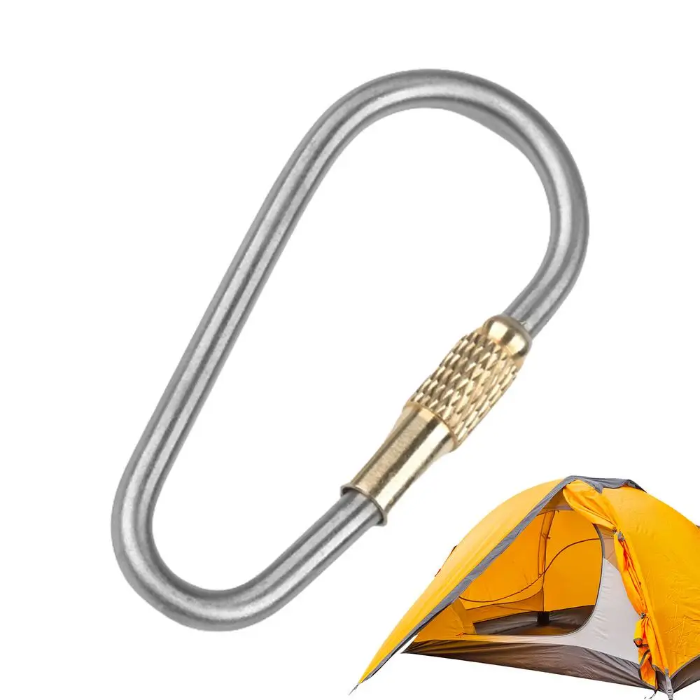 Small Locking Carabiner Titanium Screw Lock Buckle Keychain Clip High Strength Lightweight Key Rings For Hiking Camping