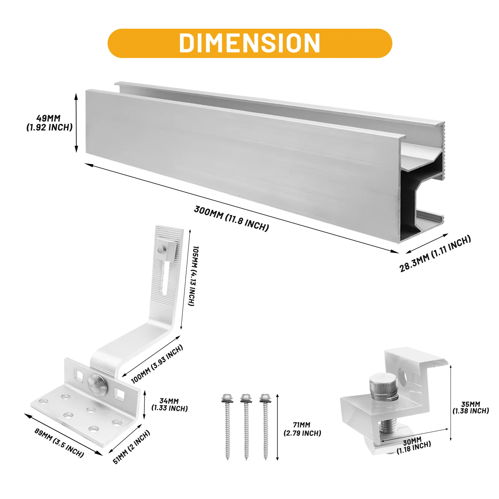 Solar Panel Mounting Set Solar Panel Bracket Brick Roof Mounting Rail Roof Hook Mounting Sets for Glazed Tile
