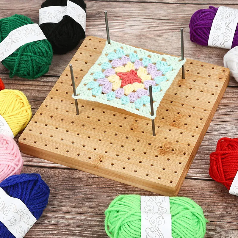 Wooden Crochet Blocking Board – Bamboo Knitting Kit for Granny Squares 5