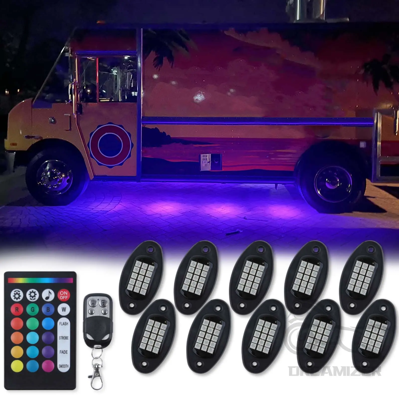 

10 Pods LED Rock Lights for Trucks Music Mode APP Remote Control Neon Underglow Lighting Kit for Jeep Off Road SUV Car ATV