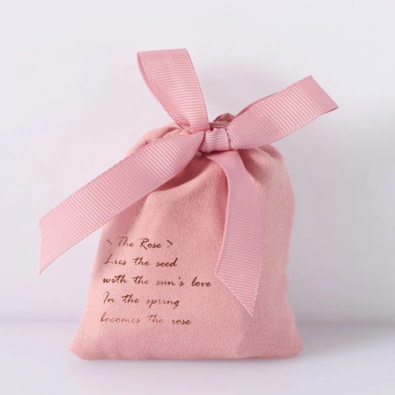 Pink Suede Gift Bags 5x7cm 7x9cm 18x31cm pack of 50 Party Candy Favor Dust Sack Eyelash Makeup Jewelry Packaging Pouch pink personalized logo burlap gift drawstring bag reusable small jewelry packaging natural linen jute wedding favor gift pouches