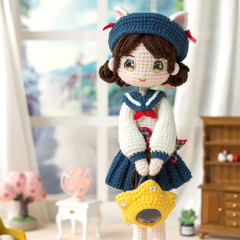 Crochet Dolls Kit DIY Handmade Adult Crochet Kits Susan's Family Cat Maiden Material Package