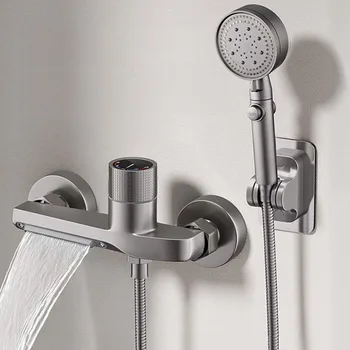 ชุดก๊อกผสมทองเหลืองสำหรับฝักบัว อ่างอาบน้ำ พร้อมสวิตช์ผสมน้ำร้อนน้ำเย็น ก๊อกน้ำห้องน้ำ ก๊อกฝักบัว 1