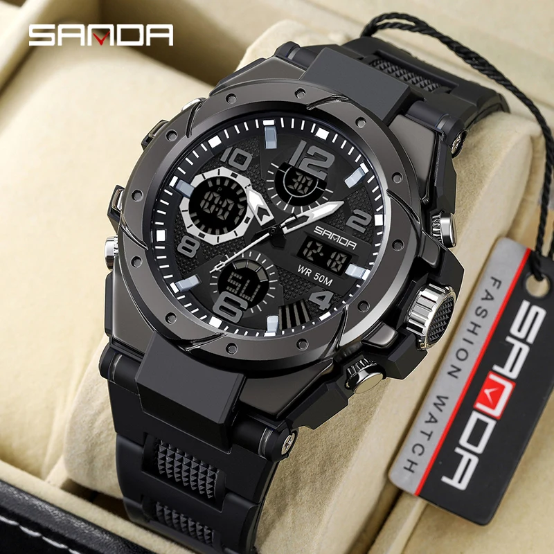 

SANAD Top Brand Luxury Men's Watches Sports Wristwatch 5ATM Waterproof Quartz Watch Men Date Clock Man relogio masculino 9009