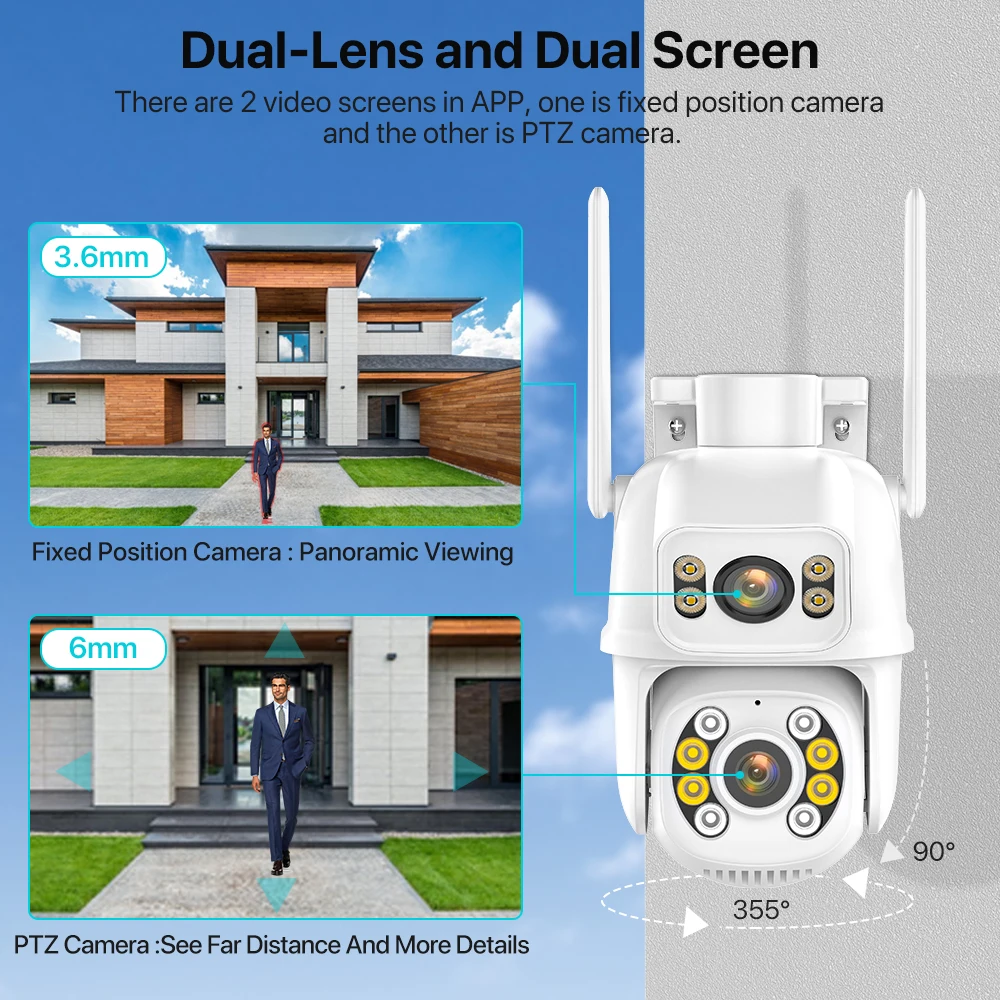 ߿ PTZ    ũ AI ü , Onvif P2P    ī޶, iCSee, 8MP 4K HD  IP ī޶