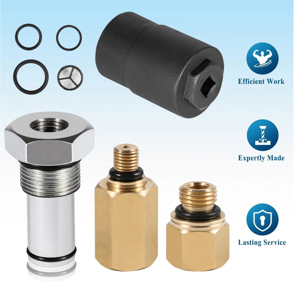 6.0 IPR Valve Socket & Oil Rail Adapters Kit & 6.0 High Pressure Oil Pump IPR Valve Air Test Fitting Tool with Seal Kit
