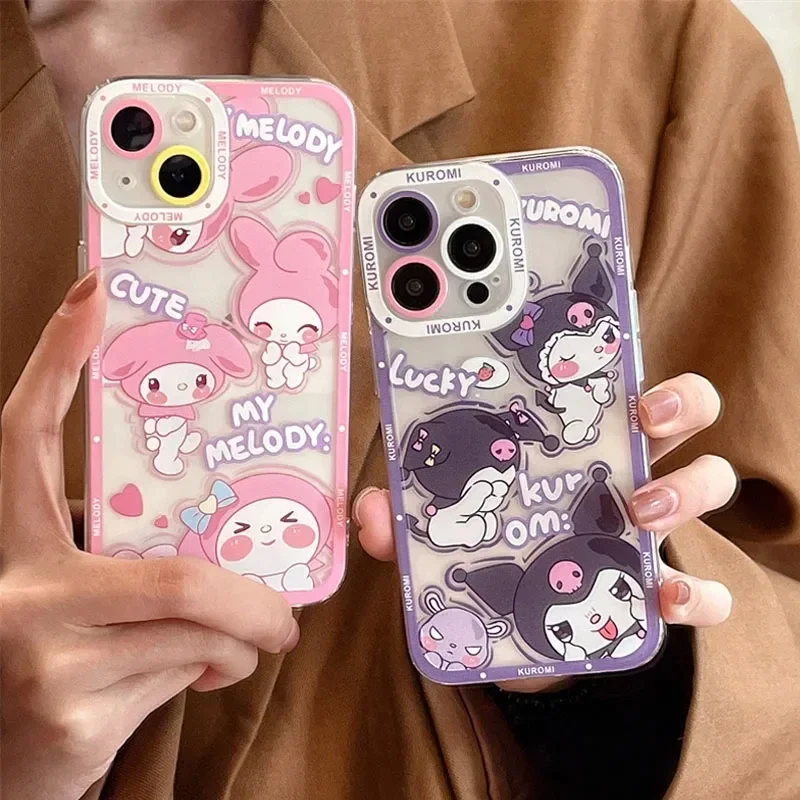 Cartoon Kuromi Melody Phone Case For iPhone 16 15 14 Pro Max